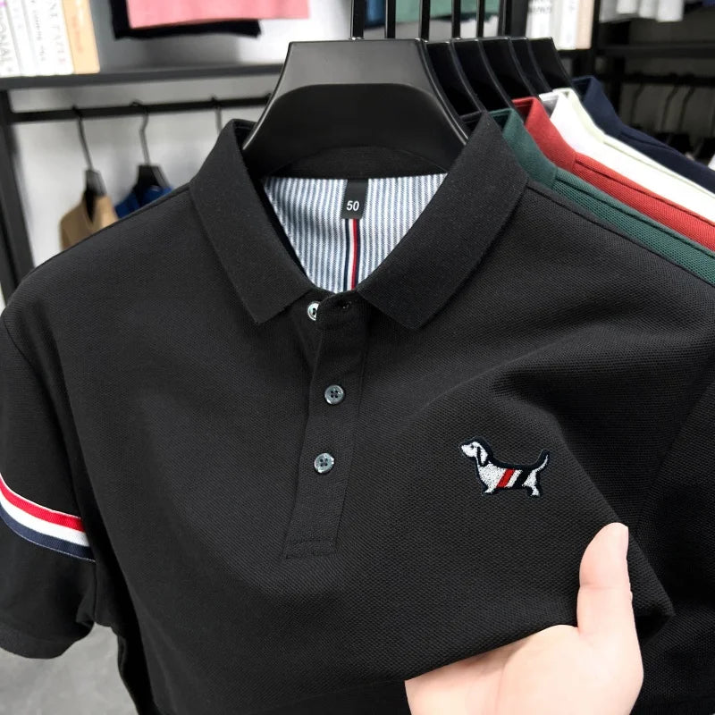 Summer New Men's Original Print Polo Shirt 100% Cotton Short Sleeve