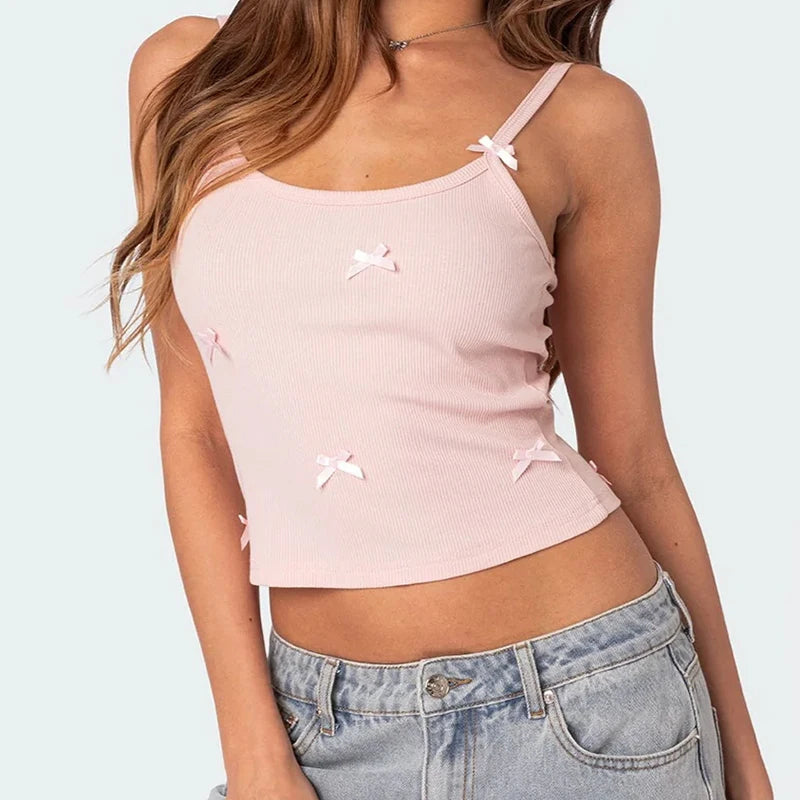 Punk Sexy Bow Tie Decoration Camisole Slim Fairy Core Cute Sleeveless