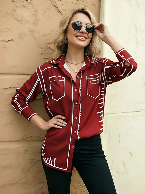 Fashion Printed Ladies Shirts New Chic Women Blouses Spring Summer