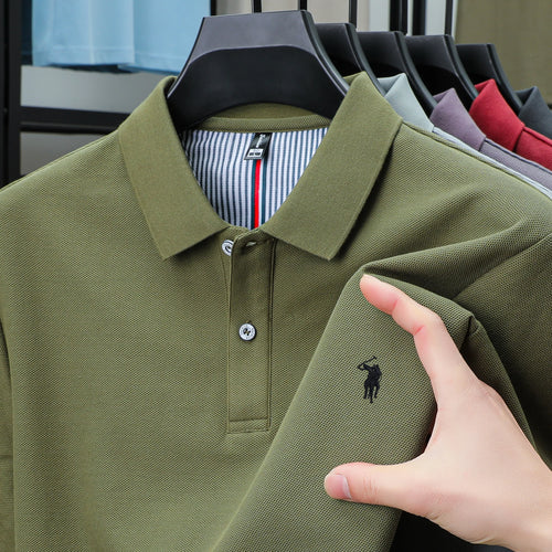 100% pure cotton 2025 summer men's Polo T-shirt high-end designer