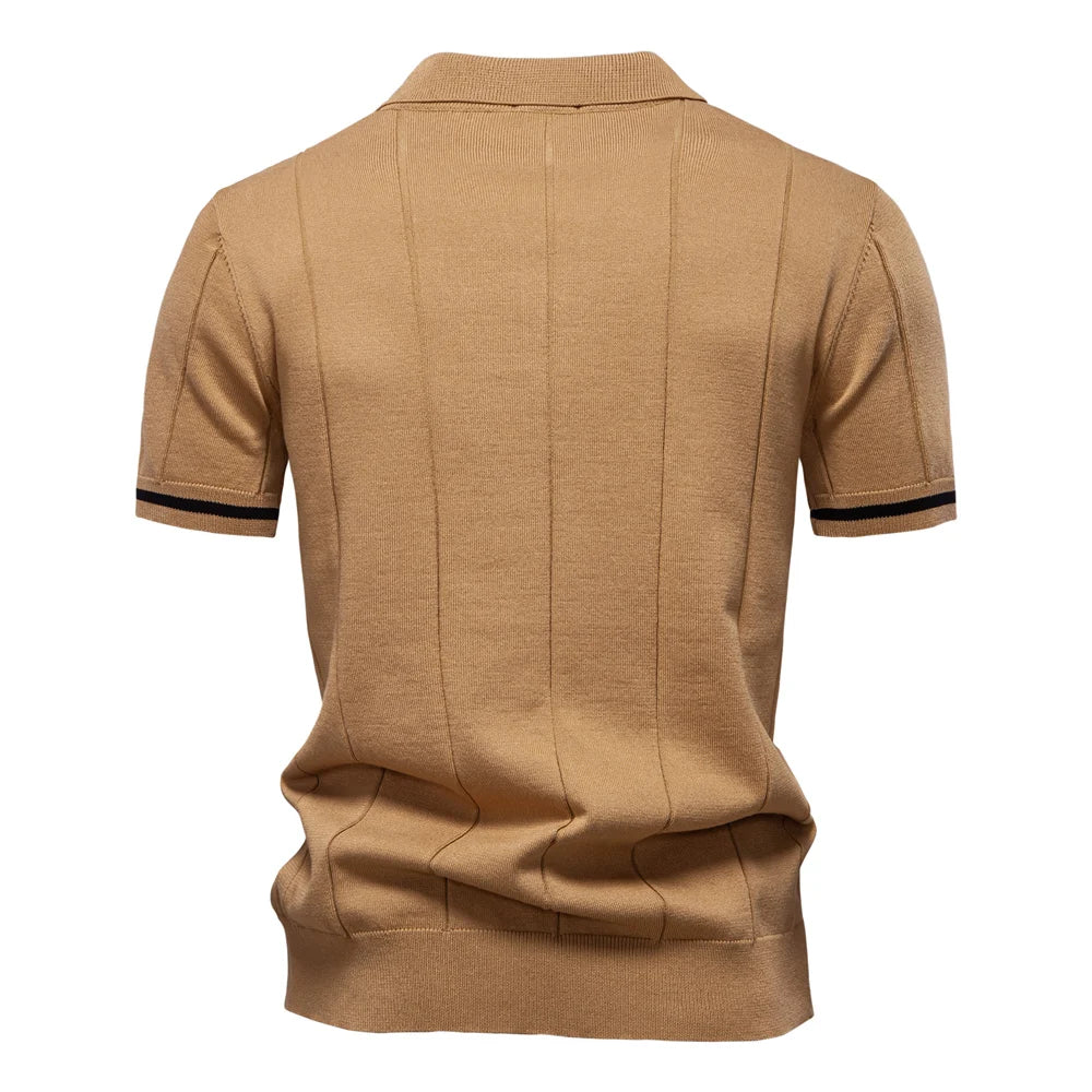 AIOPESON Men's Solid Color Sport Zipper Polo Shirt Athletic Social