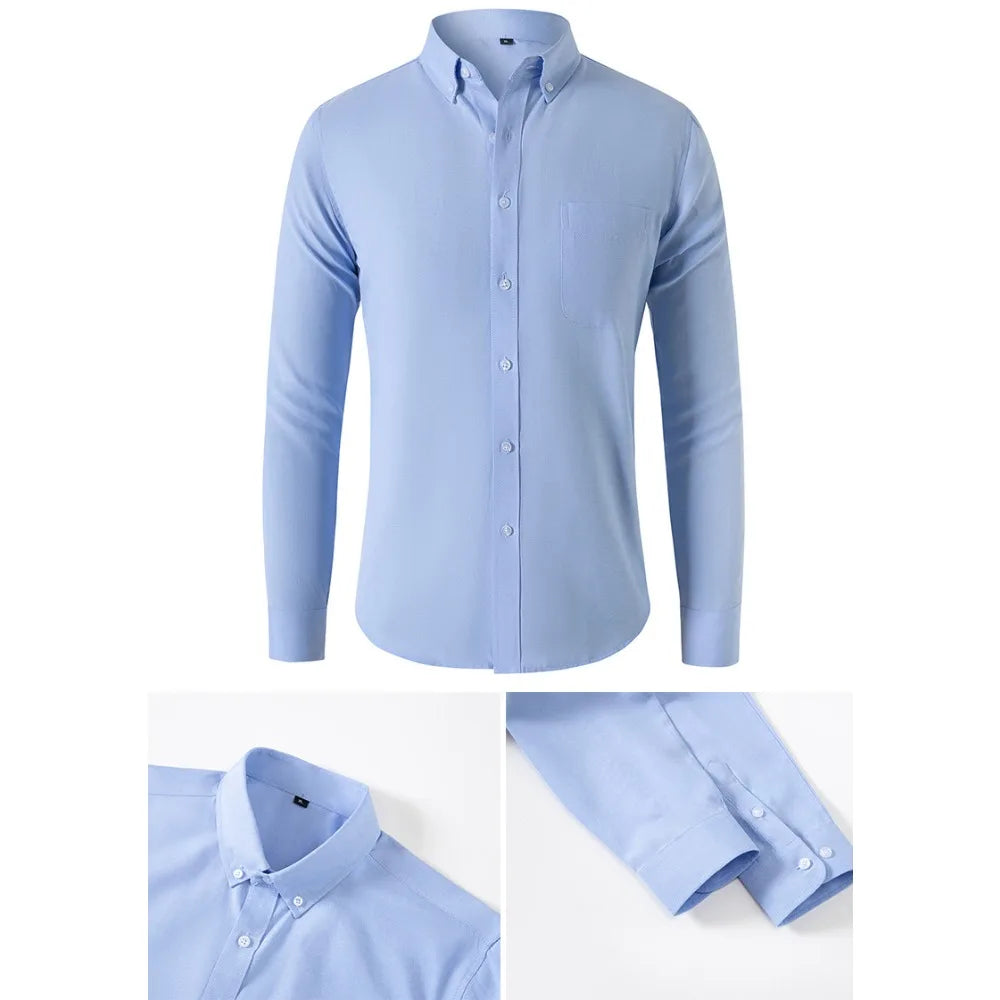 Oxford Shirts for Men Spring Autumn Formal Japanese Style Men's
