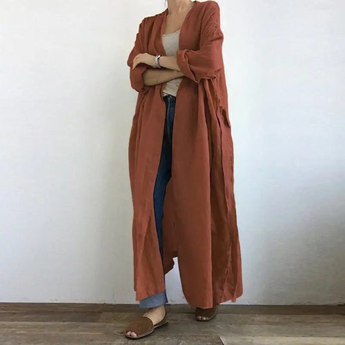2023 Cotton Long Cardigan Women's Autumn Blouse Casual Long Sleeve