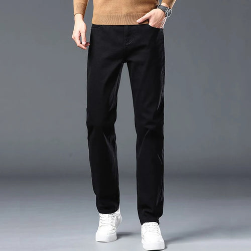 Spring Summer New Men's Slim Fit Elastic Jeans Gray Comfortable Casual