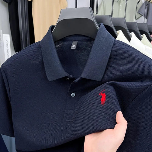 100% pure cotton high-end brand men's short sleeve polo shirt 2026
