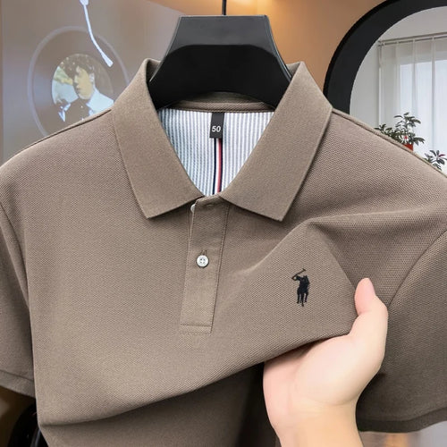 100% pure cotton high-end brand men's short sleeve polo shirt 2026