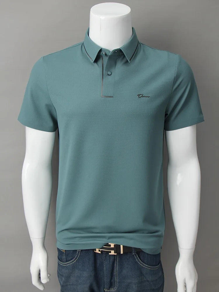 High quality letter embroidery short sleeve T-shirt men's lapel summer