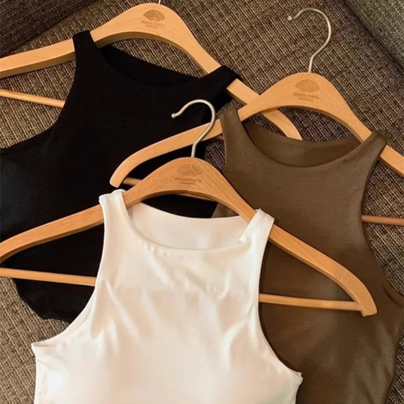 Women's U Sports Bra with Cups Summer Yoga Tank Top Padded Running