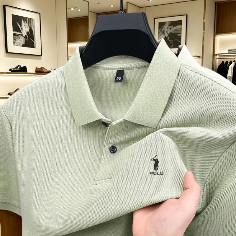 100% pure cotton high-end brand men's short sleeve polo shirt