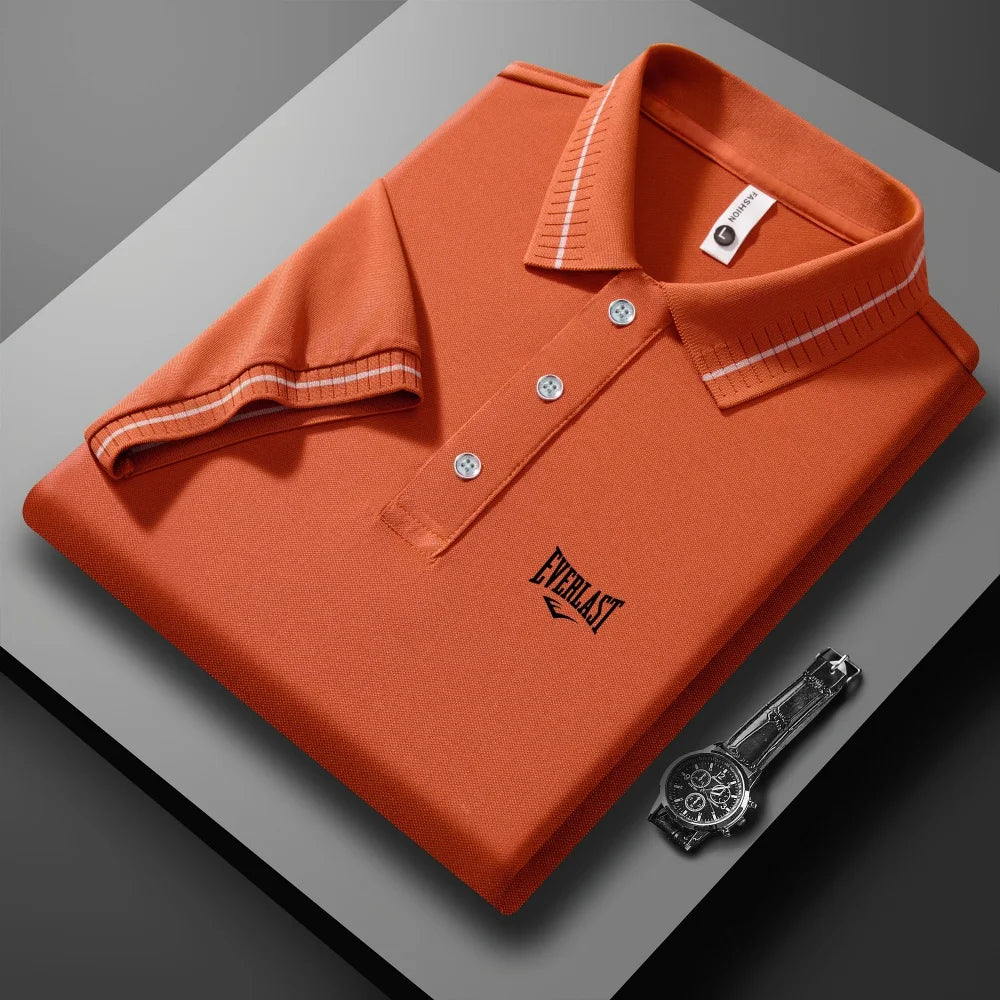 Luxury Brand Letter Embossed Short Sleeve Polo Shirt Men Summer