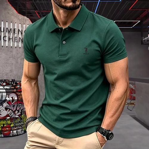 100% pure cotton high-end brand men's short sleeve polo shirt