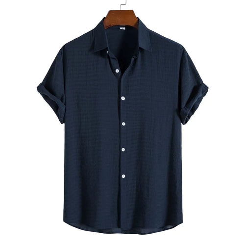 100% Cotton Linen Shirt Men Summer Short Sleeve Male T-shirts