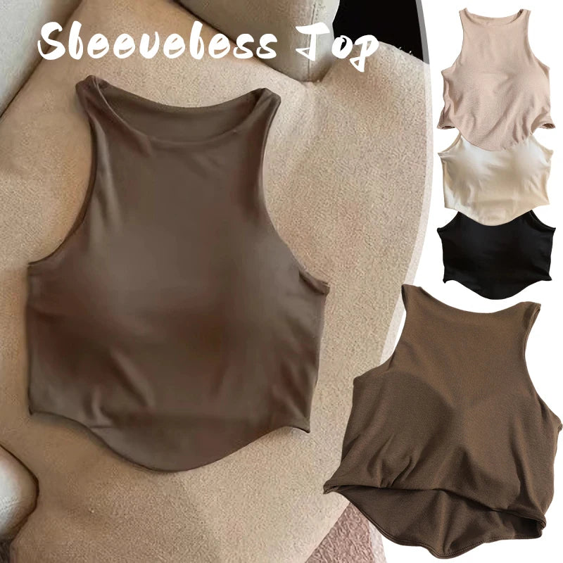 Women's U Sports Bra with Cups Summer Yoga Tank Top Padded Running