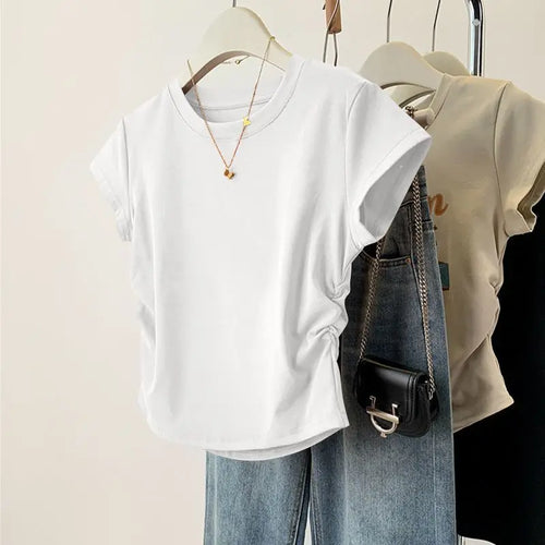 Women Summer Short Sleeved Top for Fashion Versatile Base Shirt Slim