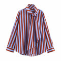 Women New Music Festival Chic Blouse Women's Loose Fit Striped Shirt