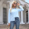 Women Elegant Solid Button Shirt Chiffon Blouse Spring Summer Casual