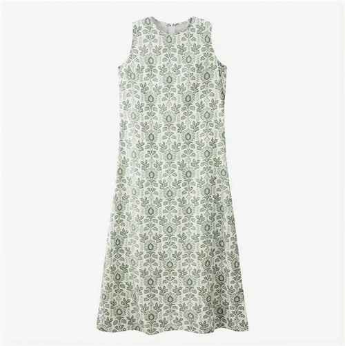 Autumn Winter Casual Women Cotton Linen Shirt Fashion Print Long Dress