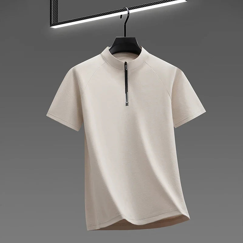 Summer Men's Casual Half Zip T Shirt Lightweight Breathable Fabric
