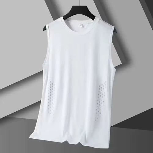 Summer Mesh Men Vest Sleeveless Printed Round Neck Ice Silk Basketball