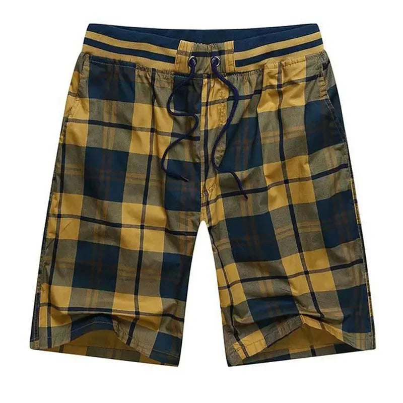 Bermuda Male Hot 2024 Summer Elastic Waist Mens Plaid Shorts Classic