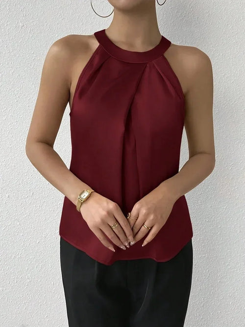 Summer Women's High End Satin Tank Shirt New Color Silk Blouse Round