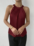 Summer Women's High End Satin Tank Shirt New Color Silk Blouse Round