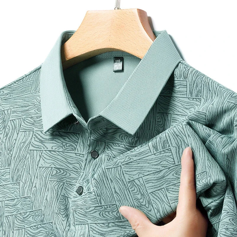 2024 Summer New Men's Business Print Short Sleeved POLO Shirt