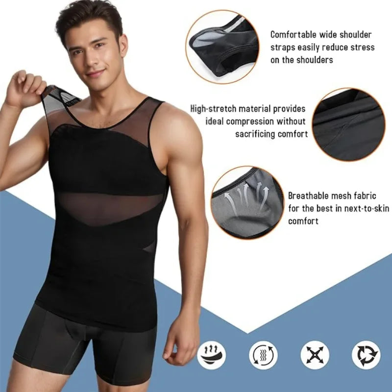 Men Compression Shirts for Men Shapewear Chest Abdomen Control Body