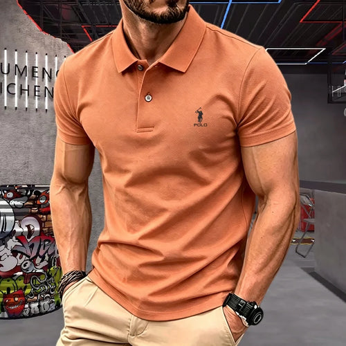 100% pure cotton high-end brand men's short sleeve polo shirt