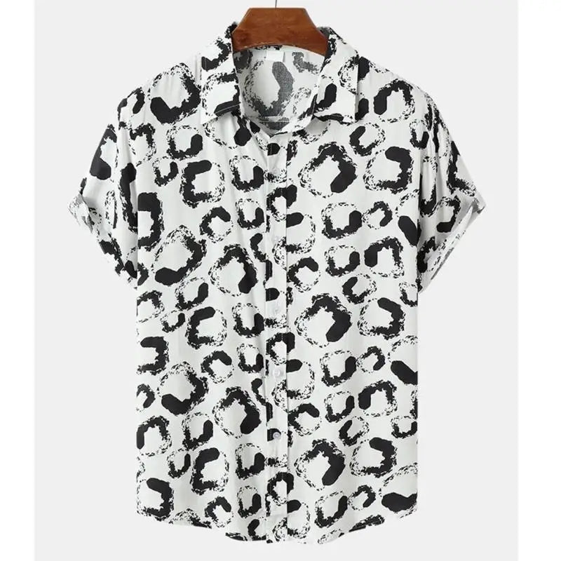 3D Printed Leopard Shirt For Men Casual Fashion Summer Short Sleeves