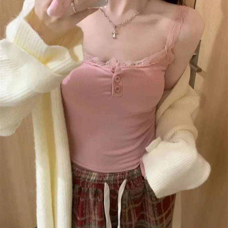 Solid Color Knit Tank Top Sleeveless VestSexy Female Crop Tops Women's