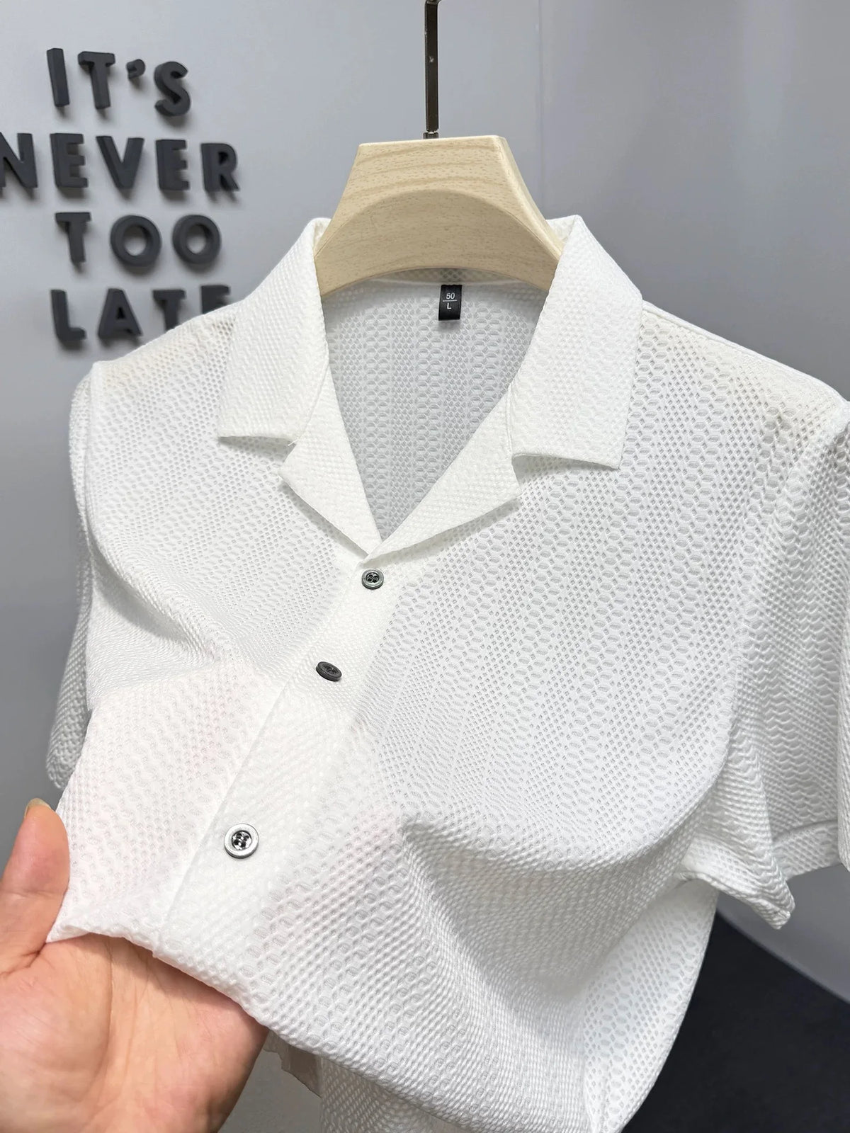 High quality ice silk short sleeve shirt men fashion luxury summer