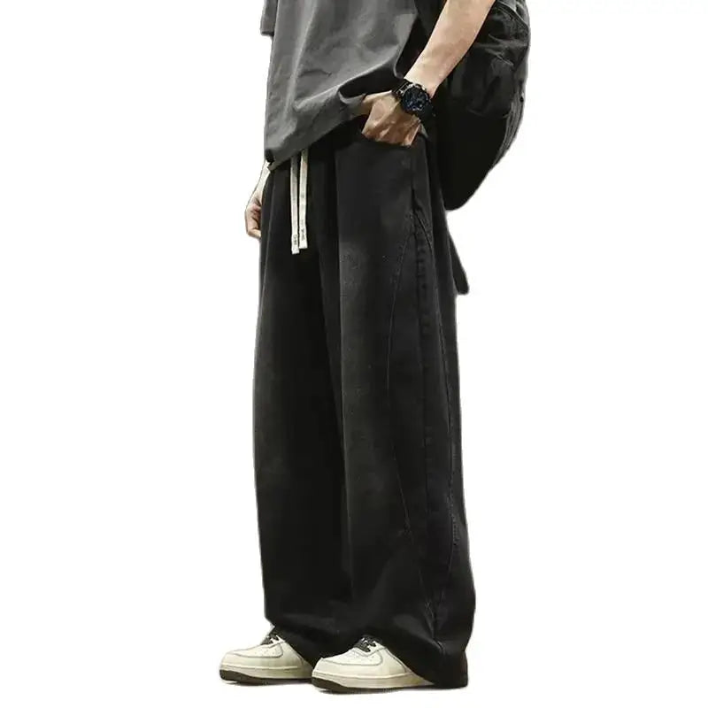 Teenage spring straight leg jeans for boys  loose straight leg casual
