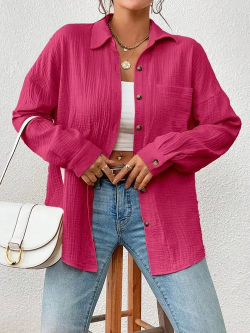 100% Cotton Gauze Muslin Women Shirts Casual Turn Down Collar Long
