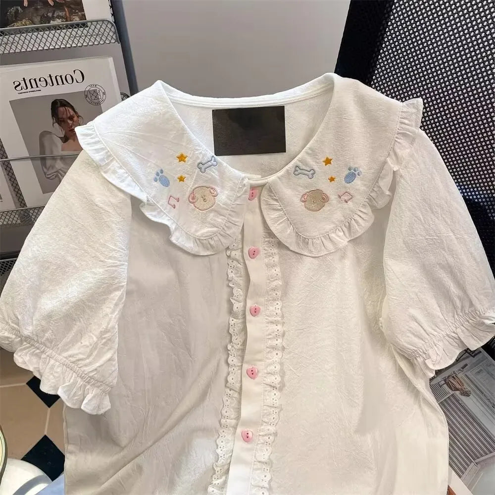 Japanese Kawaii Cute Lolita Blouses Women Vintage Sweet Schoolgirl