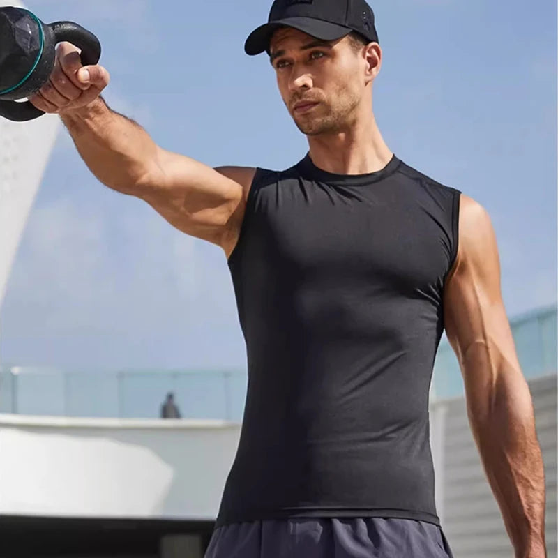 Compression Tank Top Men Gym Shirt Sleeveless Quick Dry Solid