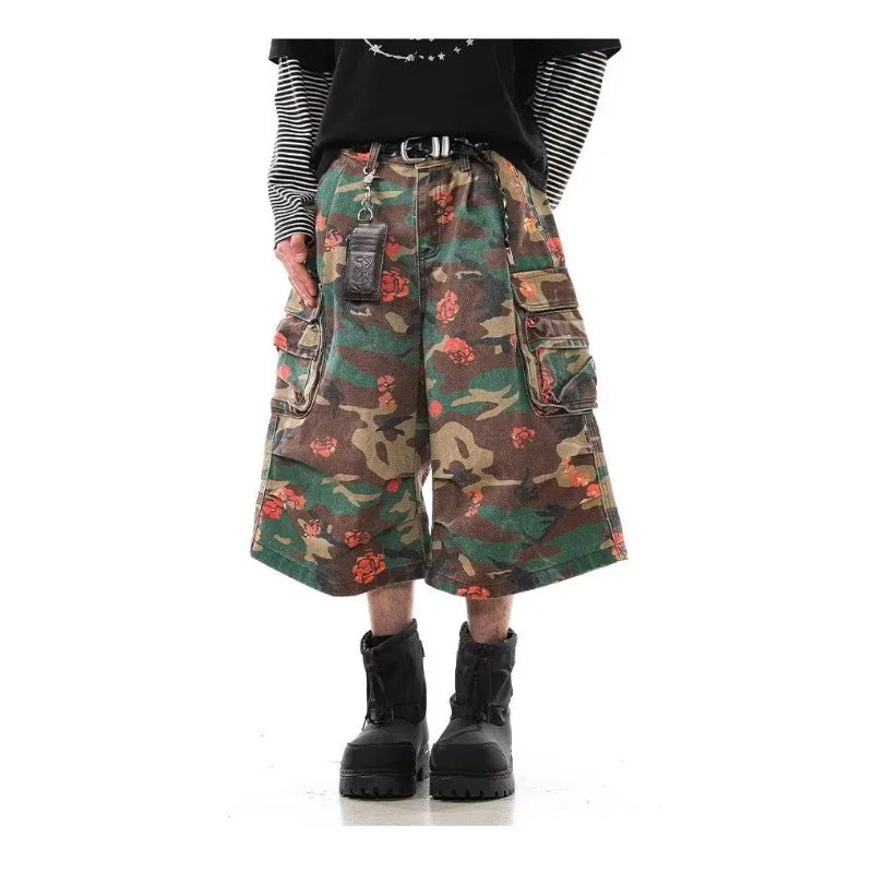 Men's Jeans Man Pants Retro American Camo Cargo Denim Trousers Loose