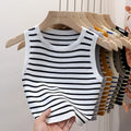 2026 Summer Striped Cami Top Sleeveless Ice Silk Knit Tank Top Women
