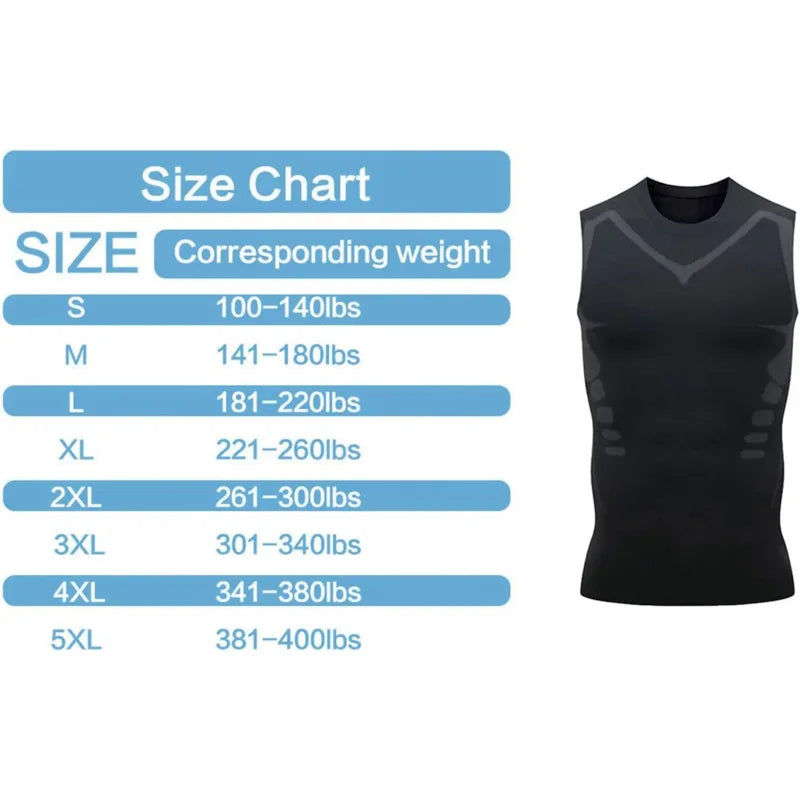 Men's Slimming Vest Ionic Compression Shirt Ice-Silk Cooling Body