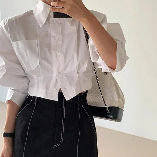 Spring Autumn New Fashion Turn-down Collar Long Sleeve Solid Color