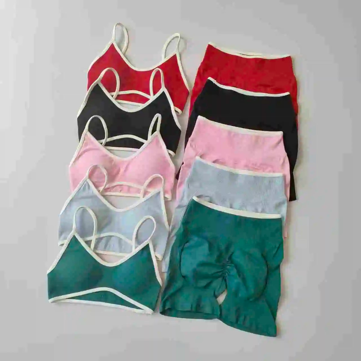 Yoga Suit Seamless Crop Top Tight Sports Bras and High Waist Shorts