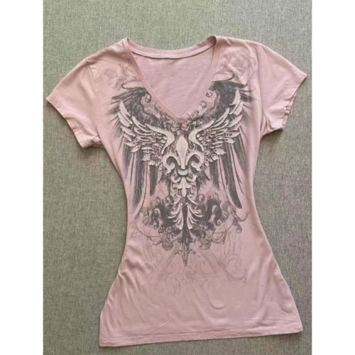 American Street Hottie T-shirt Vintage V-neck Tshirt 2000s Y2K