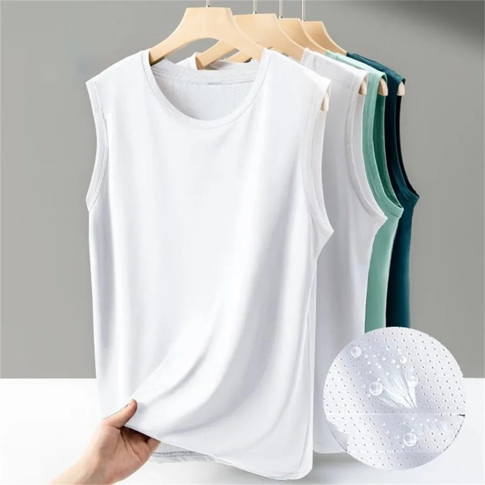 2026 Men's Ice Silk Mesh Tank Tops Gym Stringer Transparent