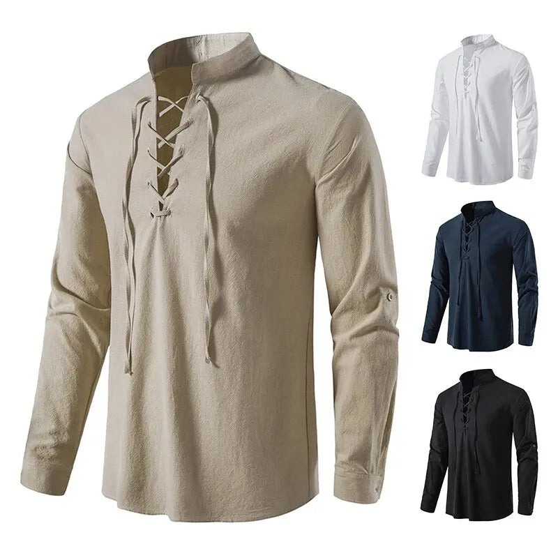 King Billion Men's Shirts Casual Men Cotton Linen Long Sleeve T-shirt