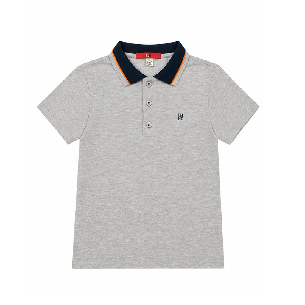 CH Kids Boy Short Sleeve Polo Shirt Contrast Edge Collar Embroidered