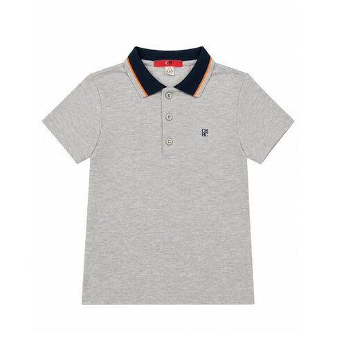 CH Kids Boy Short Sleeve Polo Shirt Contrast Edge Collar Embroidered
