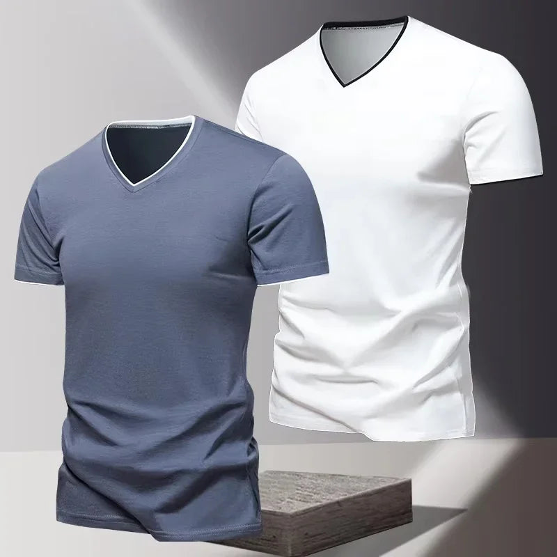 V-neck Short Sleeved Men's T-shirt, Men's Sports and Leisure T-shirt,