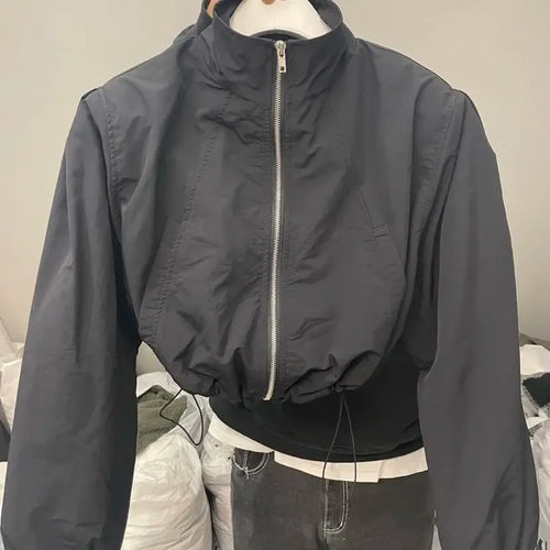 2024 Autumn Vintage Women's Windbreaker Cropped Jackets Harajuku