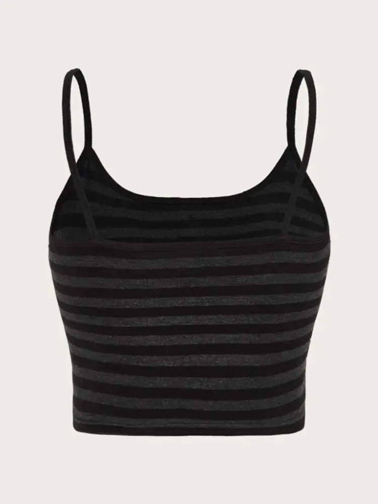 Goth Punk Striped Button Cami Top Women Summer Y2K Clothes Grunge High