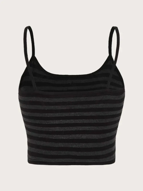 Goth Punk Striped Button Cami Top Women Summer Y2K Clothes Grunge High
